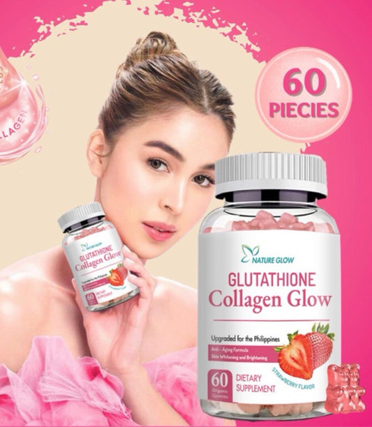 Nature Glow Collagen Glow with Glutathione – 60 Cranberry Gummies for Hair, Skin & Nail Health | Brightening & Youthful Skin Support