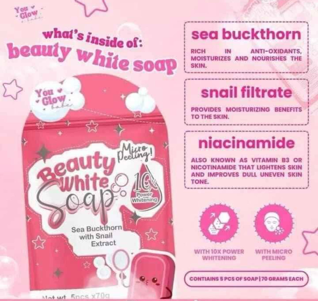 You Glow Babe Beauty White Soap 5 Bars x 70g