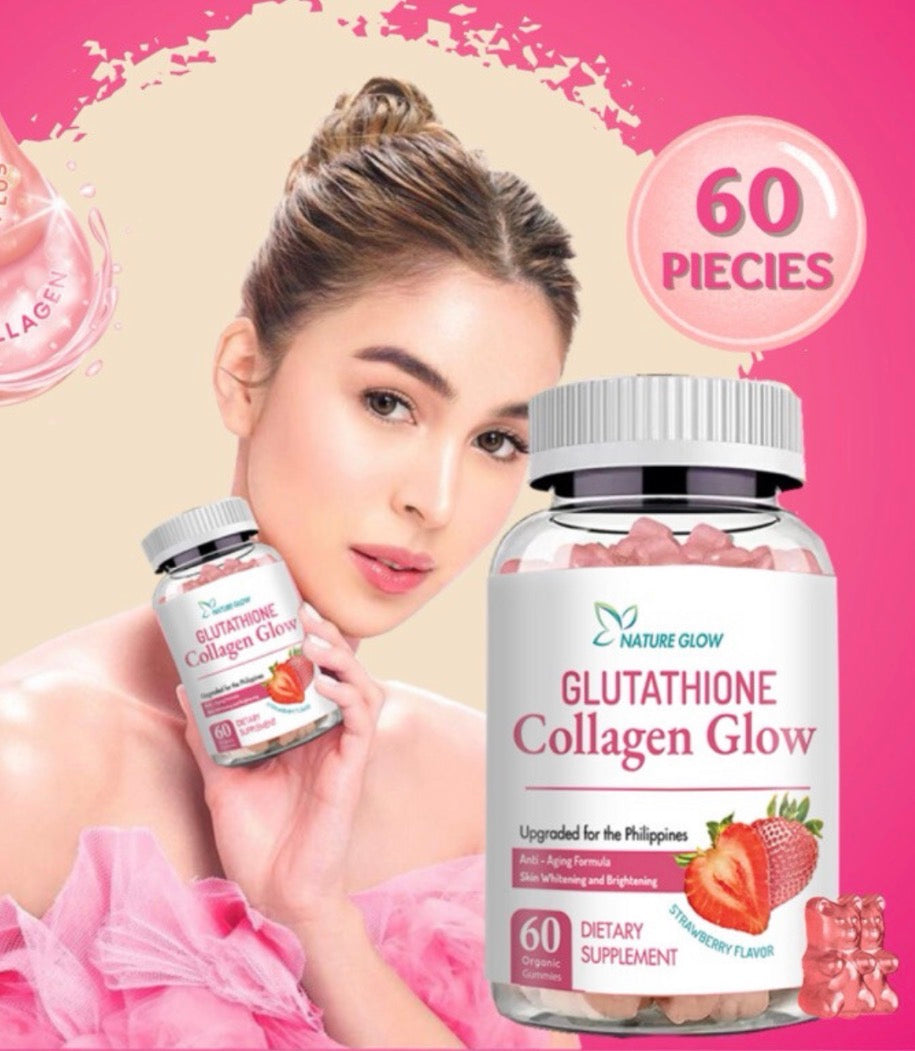 Nature Glow Collagen Glow with Glutathione – 60 Cranberry Gummies for Hair, Skin & Nail Health | Brightening & Youthful Skin Support