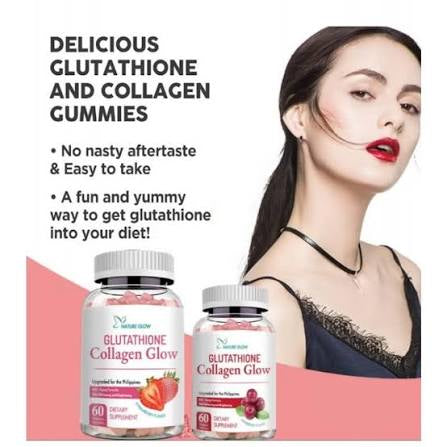 Nature Glow Collagen Glow with Glutathione – 60 Cranberry Gummies for Hair, Skin & Nail Health | Brightening & Youthful Skin Support